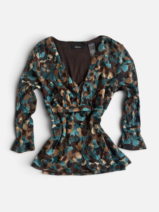 Liz Claiborne Tops - :ratio by Liz Claiborne Mesh Floral Wrap Top | Y2K 2000s | Women’s Size Medium